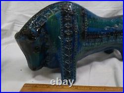 Aldo Londi Bitossi Rimini Blue Bull Art Pottery-Signed 4527-A Italy-Mid Century