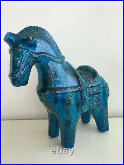 Aldo Londi Bitossi Rimini Blue Large Ceramic Horse Italian Art Pottery RARE