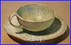 Alexandre Bigot Tea Cup + Saucer #4 Art Nouveau Antique French Ceramics