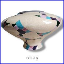 Amadio Smith Laguna Southwestern Raku Vase Art Pottery Crackle Glaze Multi-Color