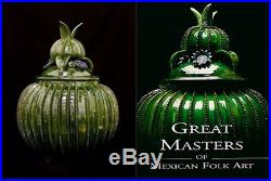 Amazing Ceramic Mexican Green Pineapple Hilario Alejos Folk Art