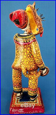 Amazing day of the dead tiger dance ceramic Alfonso Castillo Mexican folk art