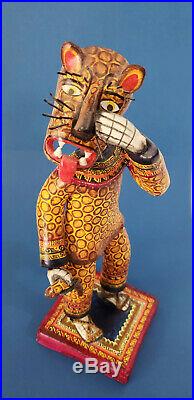 Amazing day of the dead tiger dance ceramic Alfonso Castillo Mexican folk art