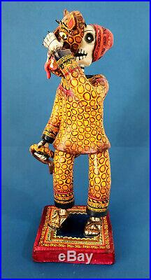 Amazing day of the dead tiger dance ceramic Alfonso Castillo Mexican folk art