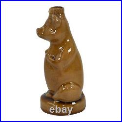 America Vintage Art Pottery Brown Ceramic Pig Bottle Figurine
