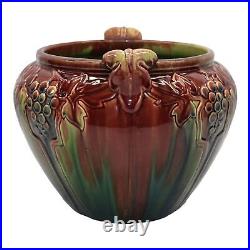 American Art Pottery Blended Majolica Pottery Grapes Ceramic Jardiniere Planter