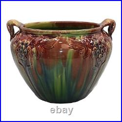 American Art Pottery Blended Majolica Pottery Grapes Ceramic Jardiniere Planter