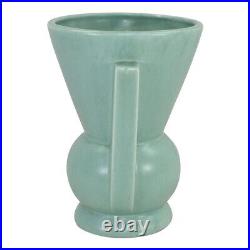 American Art Pottery Vintage 1930s Art Deco Green Buttressed Ceramic Vase