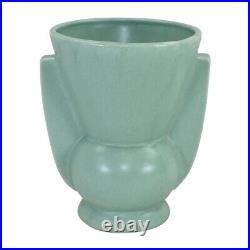 American Art Pottery Vintage 1930s Art Deco Green Buttressed Ceramic Vase