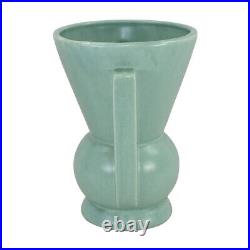 American Art Pottery Vintage 1930s Art Deco Green Buttressed Ceramic Vase