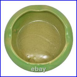 American Vintage Art Deco Pottery Matte Green Pinched Rim Ceramic Bowl