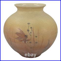 American Vintage Art Pottery Bulbous Brown Aquatic Fish Ceramic Vase