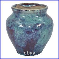 American Vintage Hand Made Pottery Mottled Iridescent Blue Purple Ceramic Vase