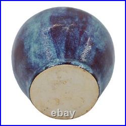 American Vintage Hand Made Pottery Mottled Iridescent Blue Purple Ceramic Vase
