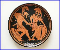 Ancient Greek Pottery Replica Red-Figure Plate with Achilles and Patroclus