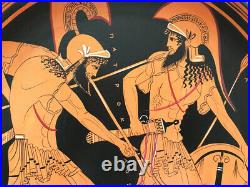 Ancient Greek Pottery Replica Red-Figure Plate with Achilles and Patroclus