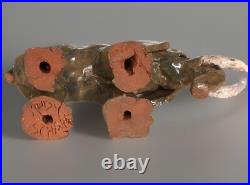 Andy Schaffer Studio art Pottery Elephant Figure Sculpture Signed Naive Art