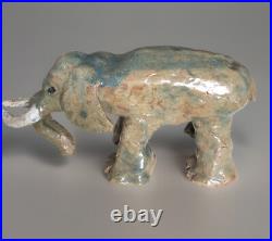 Andy Schaffer Studio art Pottery Elephant Figure Sculpture Signed Naive Art