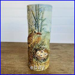 Antique 1920's Weller Pottery Arts & Crafts High Relief Glendale Cylinder Vase