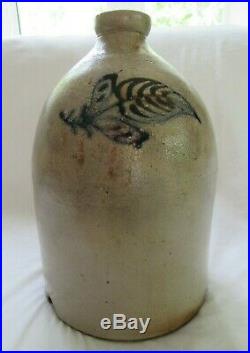 Antique 2 Gal Stoneware Salt Glaze JUG COBALT BOSTON FOLK ART PRIMITIVE EDMANDS