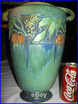 Antique American Roseville Baneda 12 1/4 Art Pottery Flower Plant Garden Vase