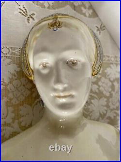 Antique Angelo Minghetti Italian Majolica Bust Signed Circa 1848-1885 GORGEOUS