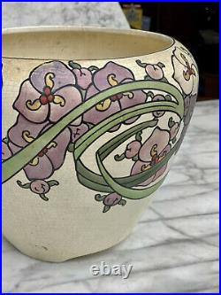 Antique Art Deco Roseville Persian Painted Floral Ceramic Jardiniere Planter