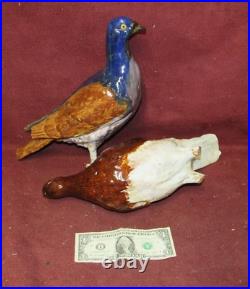 Antique Ceramic Keramic Majolica Pigeon Art Pottery Figurines AS IS