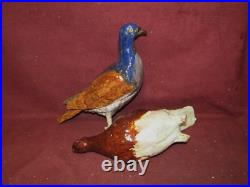 Antique Ceramic Keramic Majolica Pigeon Art Pottery Figurines AS IS