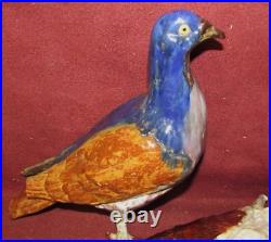 Antique Ceramic Keramic Majolica Pigeon Art Pottery Figurines AS IS