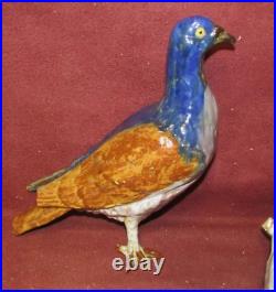 Antique Ceramic Keramic Majolica Pigeon Art Pottery Figurines AS IS