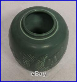Antique Green Rookwood Vase with Stag Deer Arts & Crafts Style