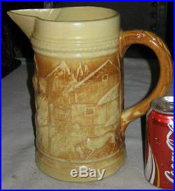 Antique Hull Country Bar Beer Tavern Art Stoneware Pottery Pitcher Mug Stein Set