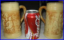 Antique Hull Country Bar Beer Tavern Art Stoneware Pottery Pitcher Mug Stein Set