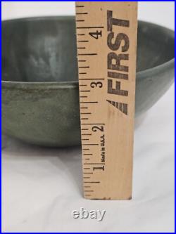 Antique Matte Green Pottery Arts & Crafts Handmade Bowl Collectible Memorabilia