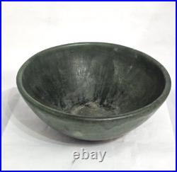Antique Matte Green Pottery Arts & Crafts Handmade Bowl Collectible Memorabilia