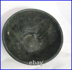 Antique Matte Green Pottery Arts & Crafts Handmade Bowl Collectible Memorabilia