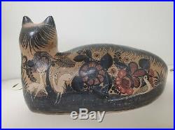 Antique Mexican Folk Art Tonala Pottery Cat 64 NY World's Fair Stoneware Ceramic