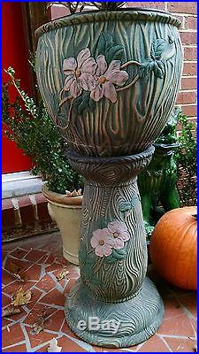 Antique Mission Arts & Crafts Era Ceramic Art Pottery Jardiniere Plant Stand Pot