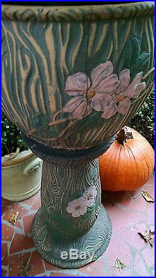 Antique Mission Arts & Crafts Era Ceramic Art Pottery Jardiniere Plant Stand Pot