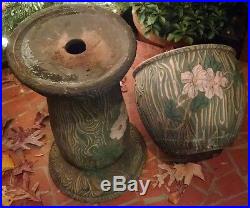 Antique Mission Arts & Crafts Era Ceramic Art Pottery Jardiniere Plant Stand Pot