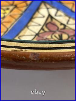 Antique Moroccan Fez Pottery Ceramic Hand Painted Wall Art Bowl 11.5 D