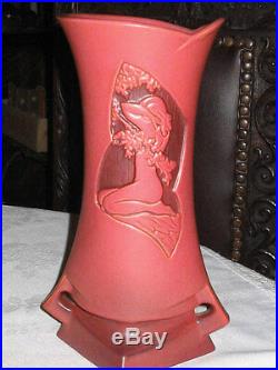 Antique Roseville Nude Lady Bust Silhouette Art Deco Flower Garden Pottery Vase