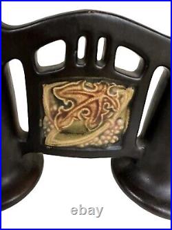 Antique Roseville Pottery, Rosecraft Bud Gate/Shape #48 Dark Brown 4.5, signed