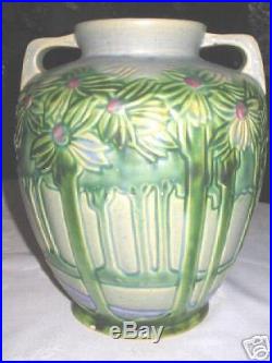 Antique Roseville Vista Art Deco Pottery Mission Palm Tree Flower Garden Vase