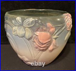 Antique Signed Weller Pottery Etna Roses Jardiniere Planter Art Nouveau