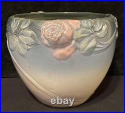 Antique Signed Weller Pottery Etna Roses Jardiniere Planter Art Nouveau