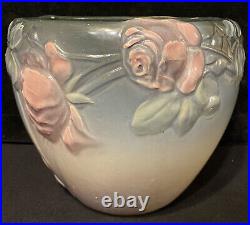 Antique Signed Weller Pottery Etna Roses Jardiniere Planter Art Nouveau