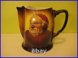 Antique Tokio Art Pottery Ceramic A36 Monk Pitcher Jug, 7 3/4 Tall x 9 Widest