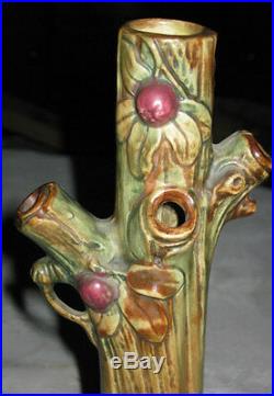 Antique USA Weller Art Pottery Apple Tree Flower Plant Country Bud Stick Vase